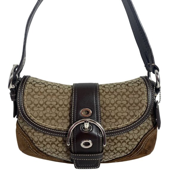Y2K COACH F10925 Soho Brown Signature Canvas Suede Leather Shoulder Bag +Tag EUC - Picture 2 of 16